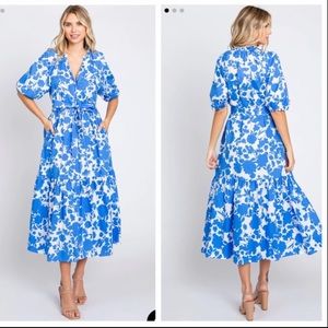 Pink Blush - Maxi Puff Sleeve Cotton Dress - XS